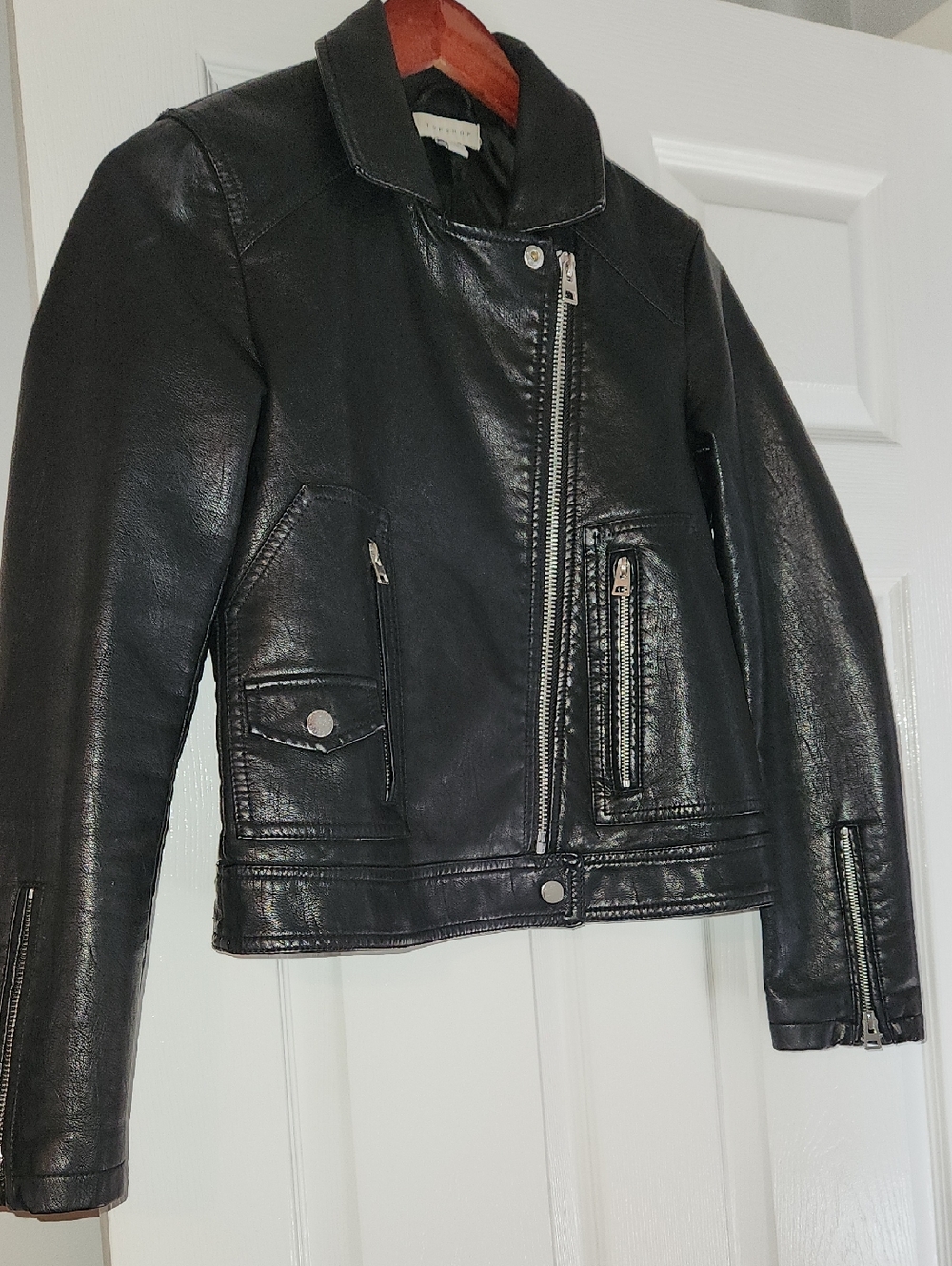 Black Leather Moto Jacket - Women